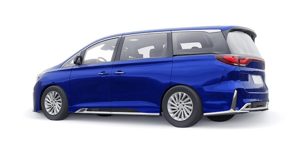 Blue Minivan famiglia city car Premium Business Car 3D illustrazione