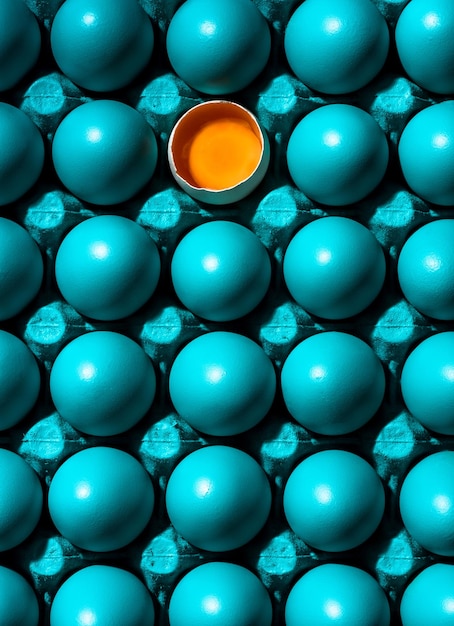 Blue Pastel Eggs Background Immagine astratta creativa con luce flash dura