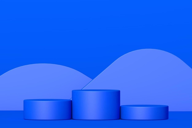 blue podium and minimal abstract background 3d rendering geometric shape stage for awards