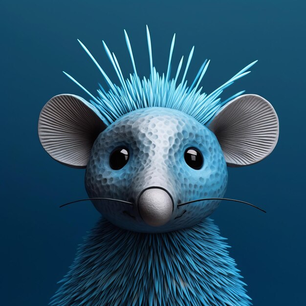 Blue Rat With Spikes Un'interpretazione 3D giocosa e inventiva