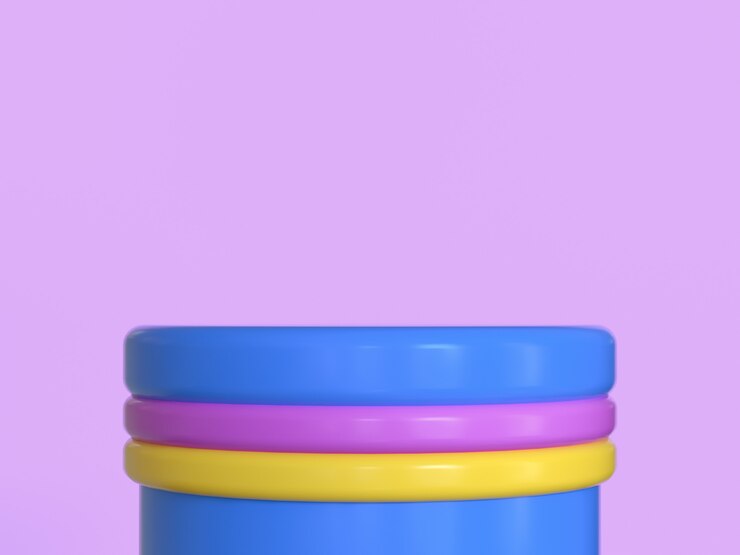 blue yellow geometric shape pink background