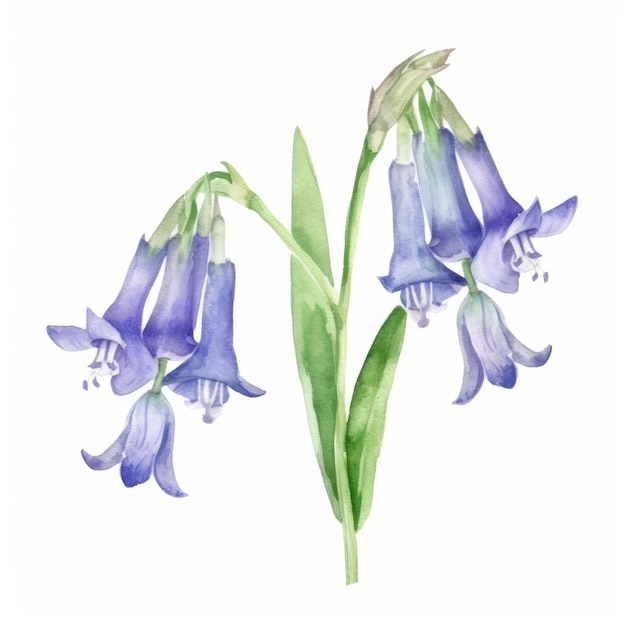 Bluebell fiori con foglie verdi generativo AI