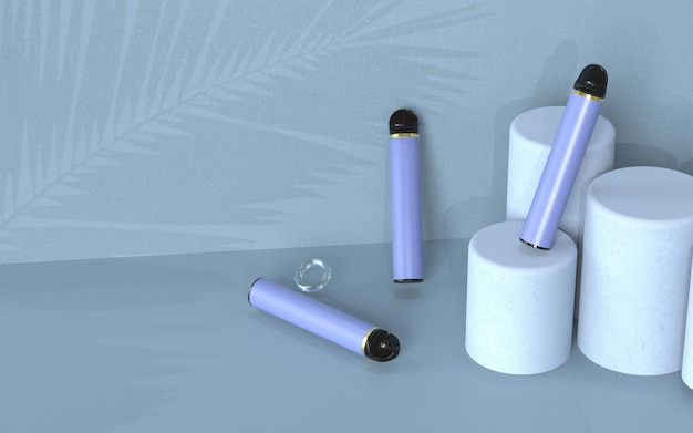 Bluviola sigaretta elettronica usa e getta vape azzurro ornamento cilindrico sfondo semplice