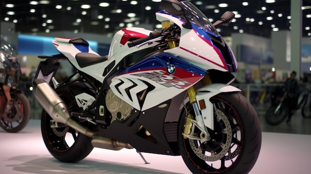 BMW S1000 RR sport super ike su un bellissimo display generativo di IA