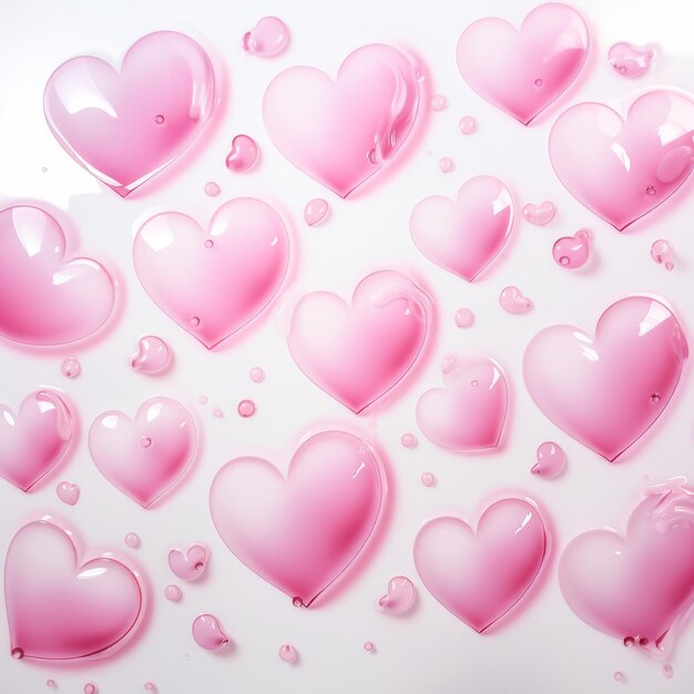 Boardwalk Bliss Airbrushed Pink Bubbly Hearts su una tela bianca
