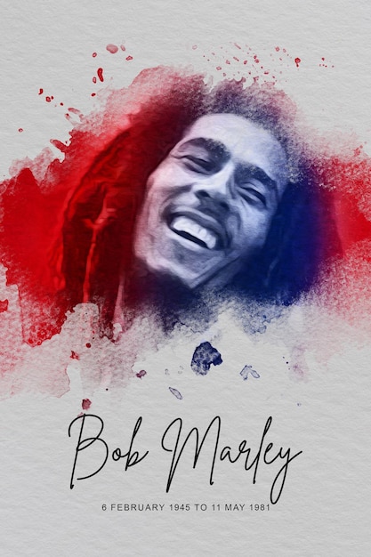 Bob Marley Water Color Portrait Post per i social media