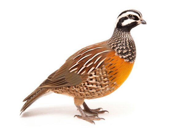 Bobwhite settentrionale Colinus virginianus su sfondo bianco