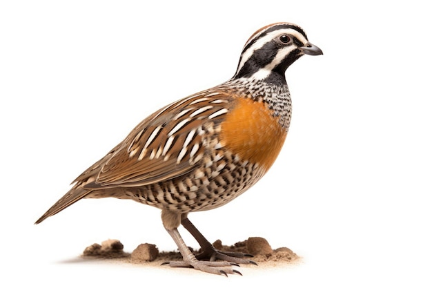 Bobwhite settentrionale Colinus virginianus su sfondo bianco