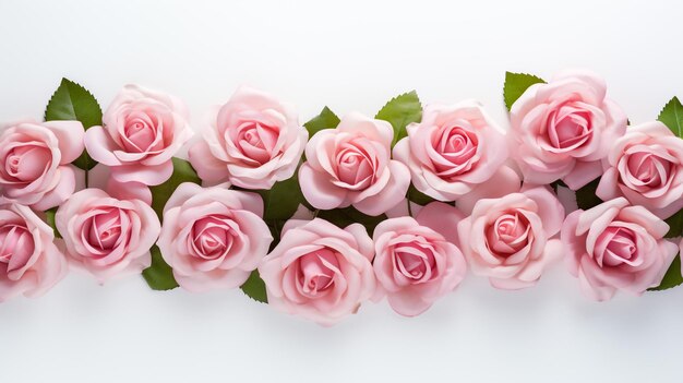 Boccioli rossi scuri del giorno di San Valentino rose festive fiori con bordo di nastro su legno bianco con copia spa