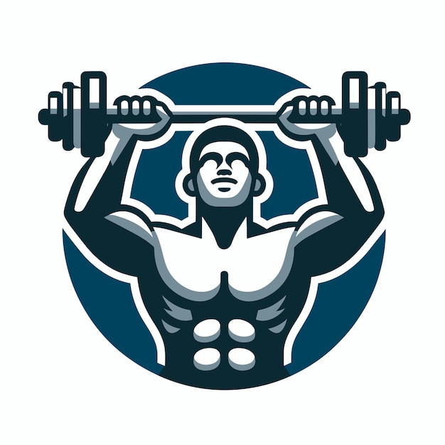 Bodybuilder con un barbell su uno sfondo bianco illustrazione vettoriale grafica di palestra