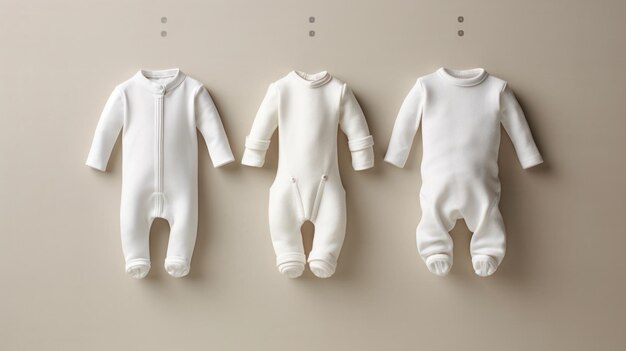 Bodysuits per bambini in colore bianco generati dall'AI