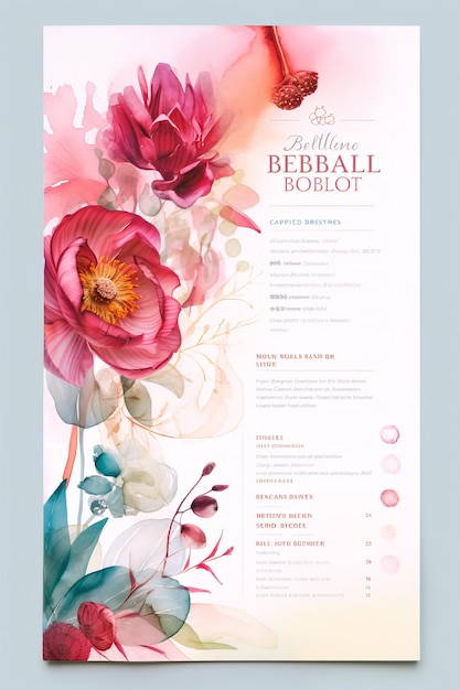 Bohemian Colorful Delights Disegno del menu capriccioso