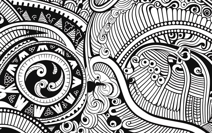 Foto bohemian mindful patterns pagina da colorare in bianco e nero