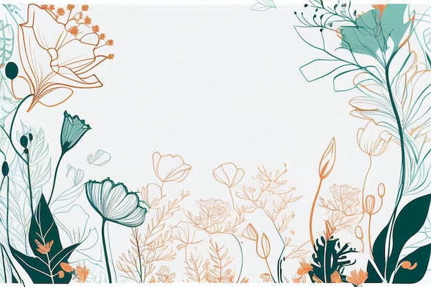 Boho colorato astratto fiori minimalisti e sfondo copyspace con