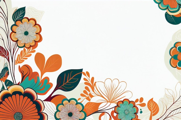 Boho colorato astratto fiori minimalisti e sfondo copyspace con