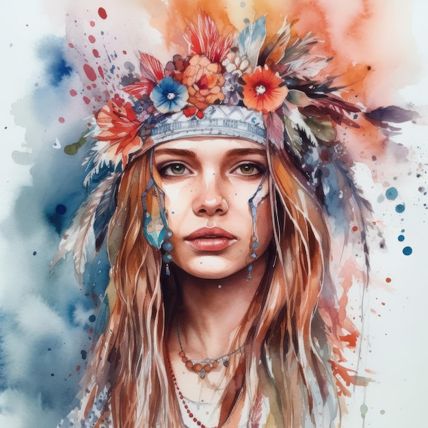 Boho Watercolor Design su sfondo bianco per inviti e cancelleria