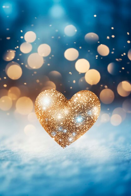 Bokeh cuore nella neve Generativa AI Inverno