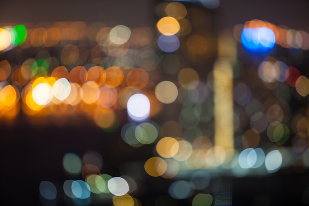 bokeh della città di notte a Bangkok, Thailandia