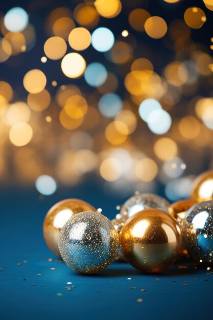 Bokeh di Capodanno con sfondo astratto blu e oro