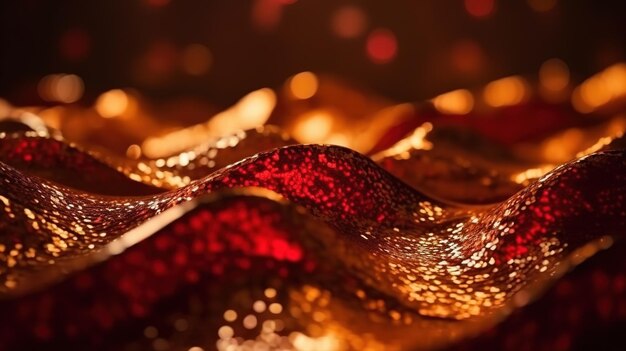 Bokeh rosso e oro lucido sfondo astratto IA generativa