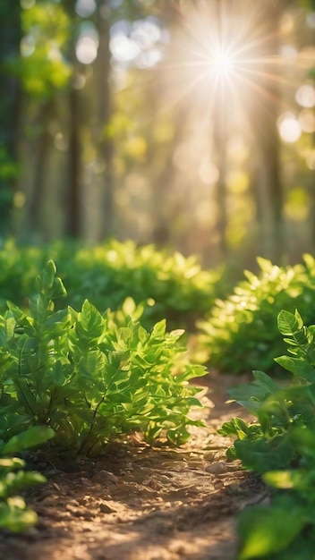 Bokeh verde con la luce solare