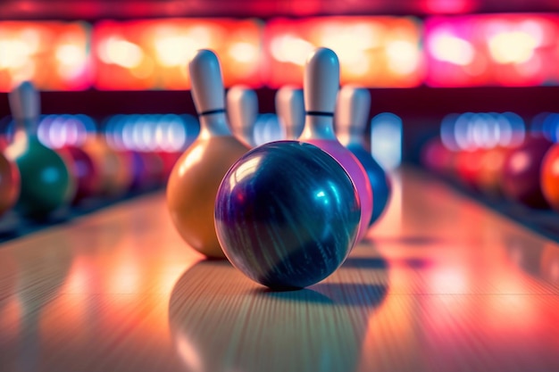 Bola da bowling e spilli sul bancone AI generativa