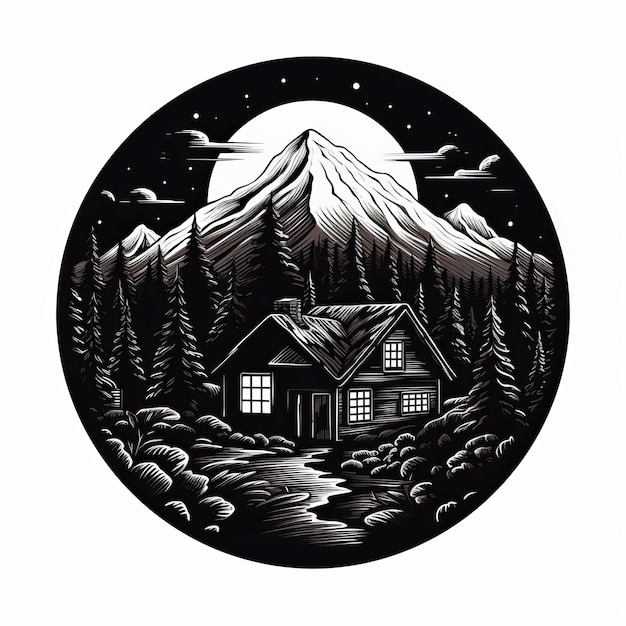 Bold Black And White Cabin Fever Graphic Logo Style Vector Art