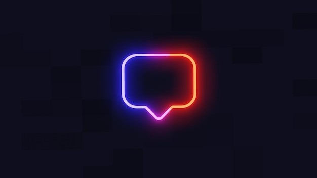 Bolla di testo con luce al neon Immagine di Messenger in neon Glow 3D Rendering image