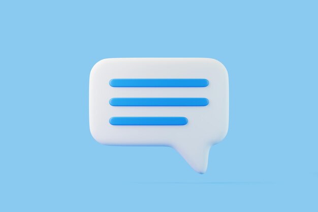 Bolla vocale su sfondo blu Set di icone di chat Confezione di messaggi della casella di chat Illustrazione di rendering 3D