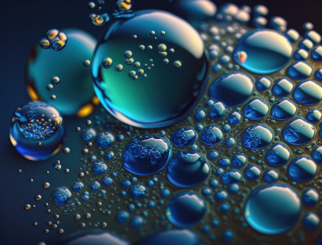 Bolle d'acqua blu Sfondo dinamico di forme liquide creato con la tecnologia generativa AI