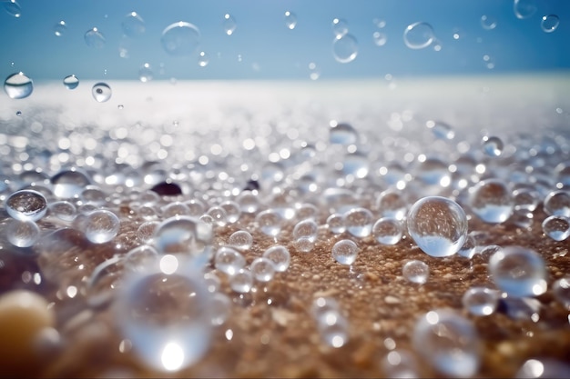 Bolle d'acqua sulla spiaggia