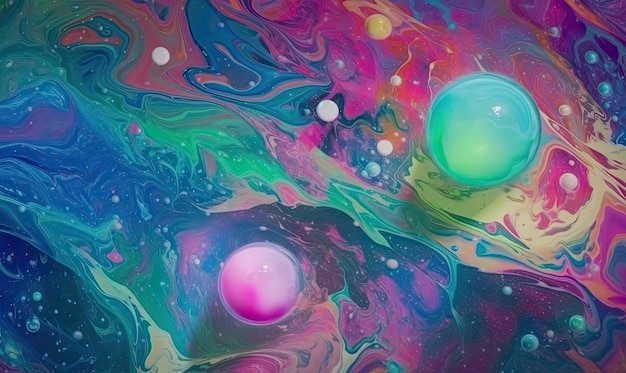 Bolle di schiuma da bagno colorate creano un magico arcobaleno Creazione utilizzando strumenti di intelligenza artificiale generativa