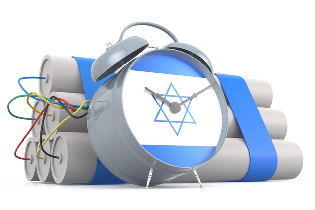 Bomba a orologeria con bandiera israeliana. Rendering 3D