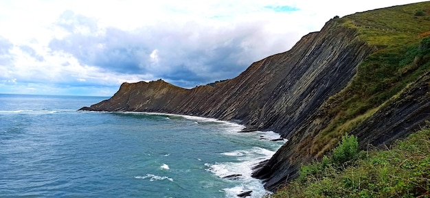 Bonito paisaje por la costa vasca cerca de Zumaia