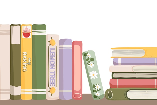 Book stack png border carina illustrazione colorata sfondo trasparente