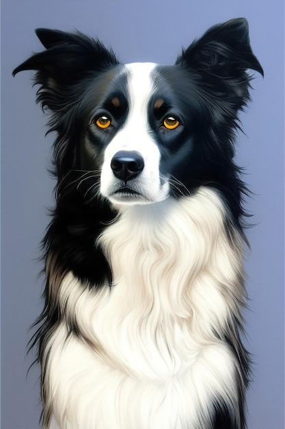 Border collie cane ritratto illustrazione ai generativa