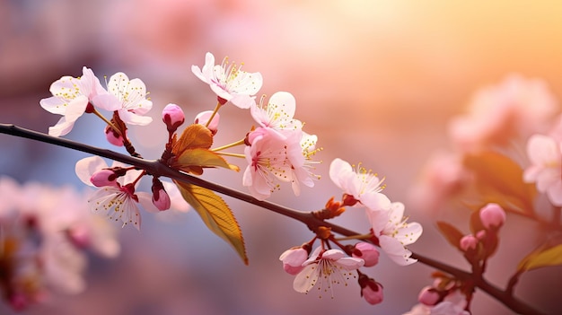 bordiera di primavera o sfondo con fiore rosa