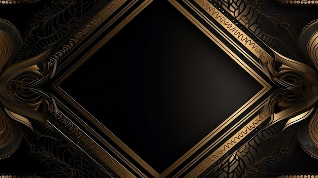 Bordo cornice dorata su sfondo nero di lusso
