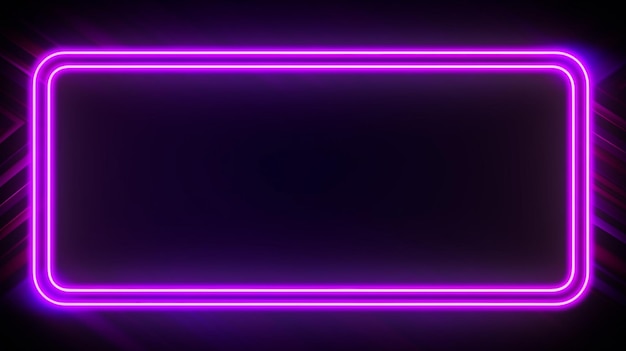 Bordo della cornice al neon Sfondo viola incandescente al neon