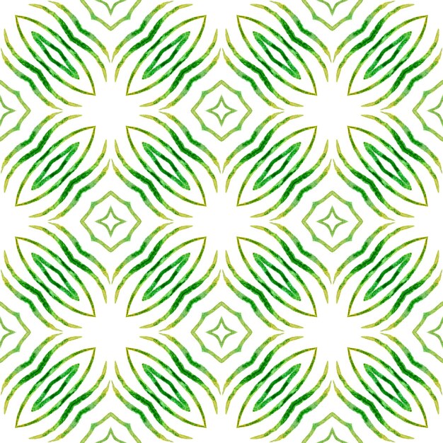 Bordo delle mattonelle ripetuto ikat dell'acquerello verde
