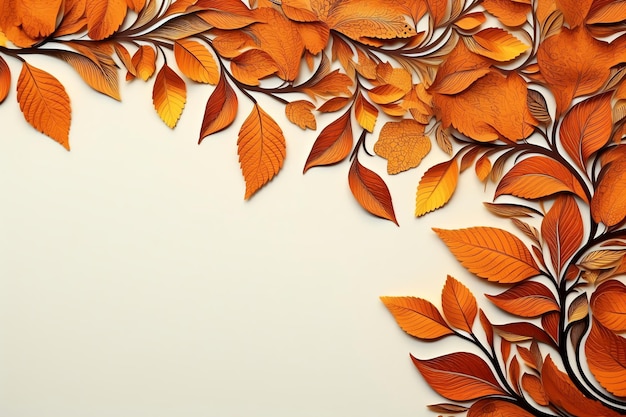 bordo fatto di foglie autunnali dal design intricato cornice bordo acquerello