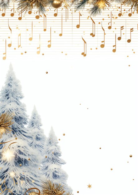 Bordo invernale dell'acquerello di musica di Natale