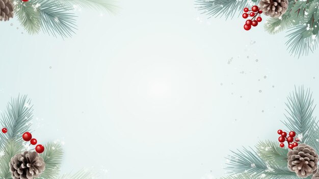 Bordo natalizio con elementi natalizi con spazio copia azzurro pastello