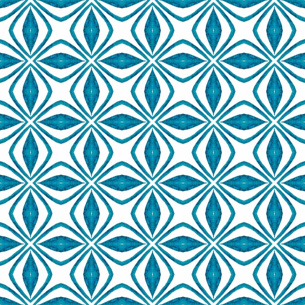 Bordo senza giunte tropicale disegnato a mano. Blu incredibile design estivo boho chic. Modello senza cuciture tropicale.