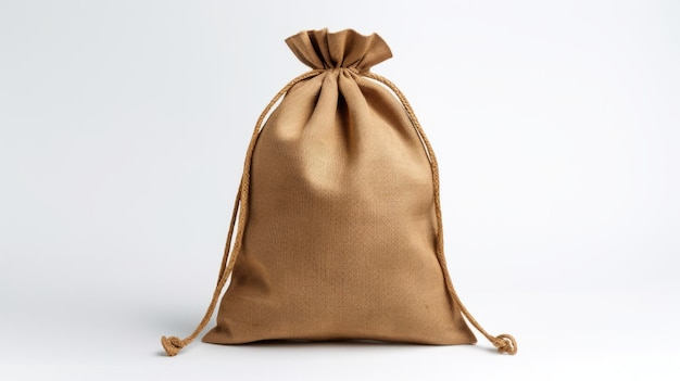 Borsa a corda abbronzata isolata su materiali industriali grigi ispirati