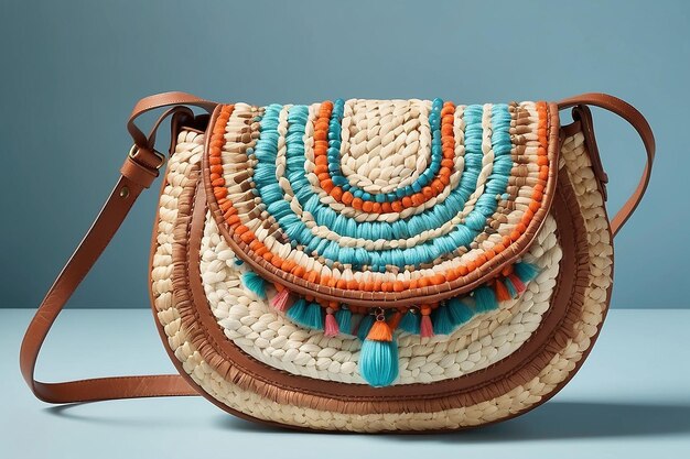 Borsa Boho Crossbody con dettagli di paglia tessuta