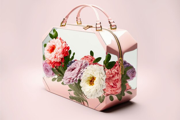 Borsa da donna decorata con fiori