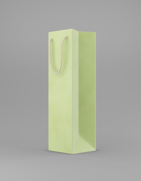 Borsa da imballaggio in eco carta kraft con manico rendering 3D su metà lato