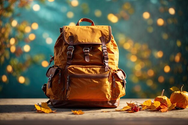 borsa da scuola su uno sfondo luminoso copia spazio ai generativo