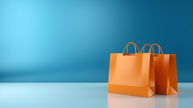 borsa da spesa di carta a colori che galleggia su uno sfondo colorato per l'idea del concetto di shopping